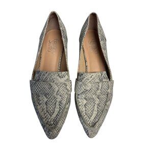 Franco Sarto Snake Print Pointed Toe Slip-On Flats Womens Size 7m Gray & Beige